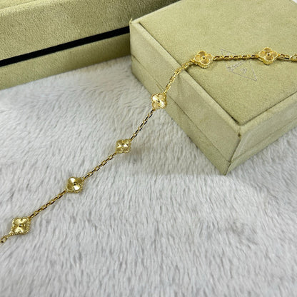[AuraEcho Jewelry]CLOVER 6 MOTIF SILVER DIAMOND BRACELET
