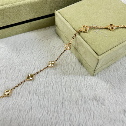 [AuraEcho Jewelry]CLOVER 6 MOTIF SILVER DIAMOND BRACELET
