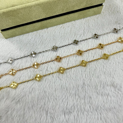 [AuraEcho Jewelry]CLOVER 6 MOTIF SILVER DIAMOND BRACELET