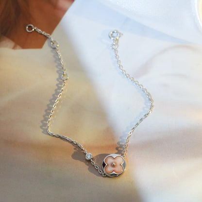 [AuraEcho Jewelry]SUN MOTIF PINK MOP SILVER BRACELET