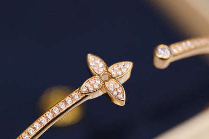 [AuraEcho Jewelry]IDYLLE PINK GOLD OPEN BRACELET DIAMOND PAVED