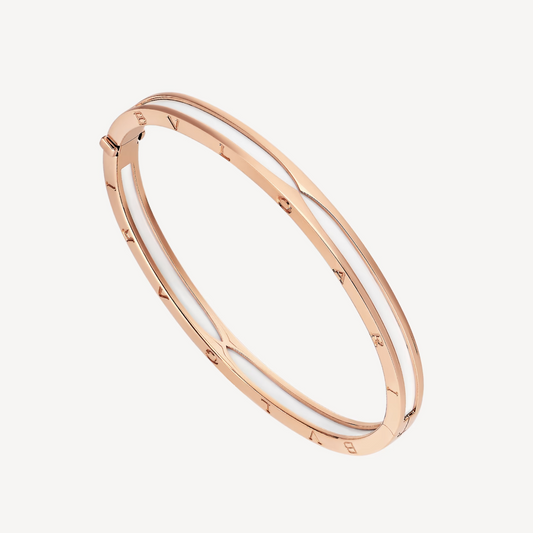 [AuraEcho Jewelry]ZERO 1 PINK GOLD WITH WHITE CERAMIC BRACELET