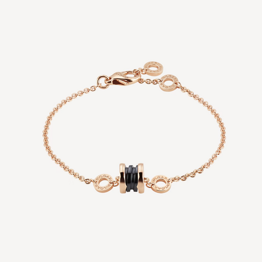 [AuraEcho Jewelry]ZERO 1 SOFT PINK GOLD AND BLACK CERAMIC BRACELET