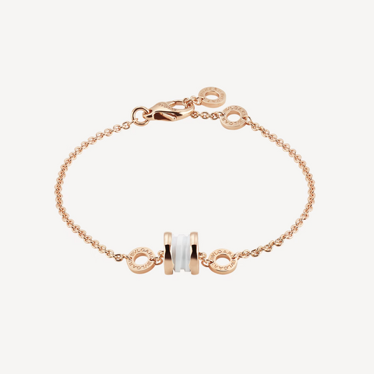 [AuraEcho Jewelry]ZERO 1 SOFT PINK GOLD AND WHITE CERAMIC BRACELET