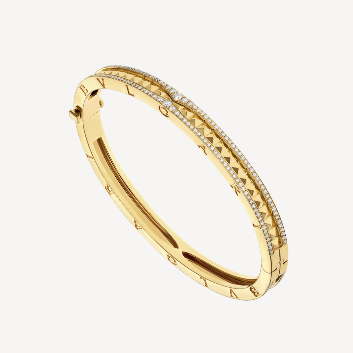 [AuraEcho Jewelry]ZERO 1 SPIRAL AND PAVED DIAMOND GOLD BRACELET