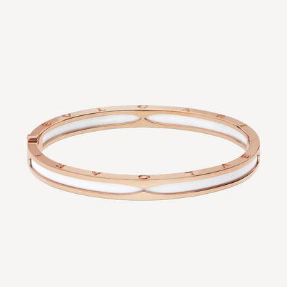 [AuraEcho Jewelry]ZERO 1 PINK GOLD WITH WHITE CERAMIC BRACELET
