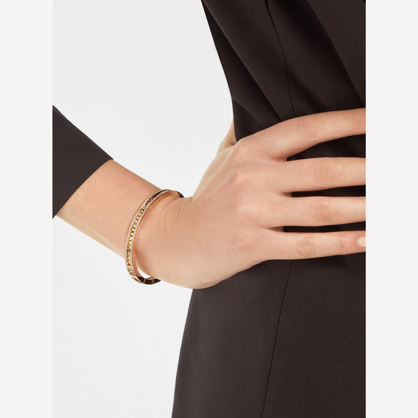 [AuraEcho Jewelry]ZERO 1 SPIRAL AND PAVED DIAMOND GOLD BRACELET