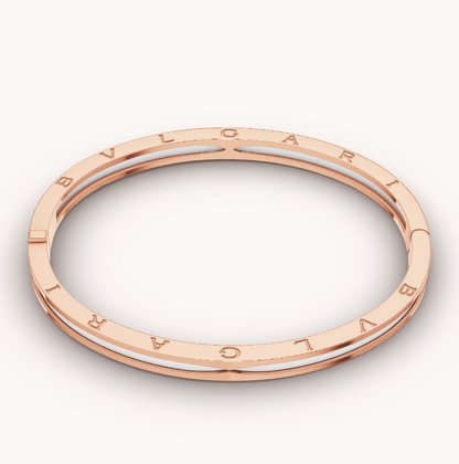 [AuraEcho Jewelry]ZERO 1 PINK GOLD WITH WHITE CERAMIC BRACELET