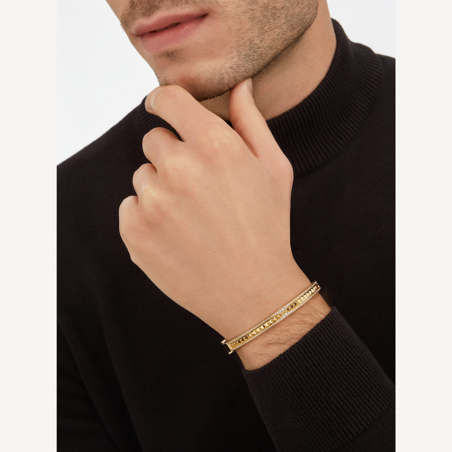 [AuraEcho Jewelry]ZERO 1 SPIRAL AND PAVED DIAMOND GOLD BRACELET