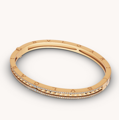 [AuraEcho Jewelry]ZERO 1 SPIRAL AND PAVED DIAMOND GOLD BRACELET