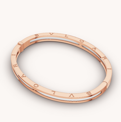 [AuraEcho Jewelry]ZERO 1 PINK GOLD WITH WHITE CERAMIC BRACELET