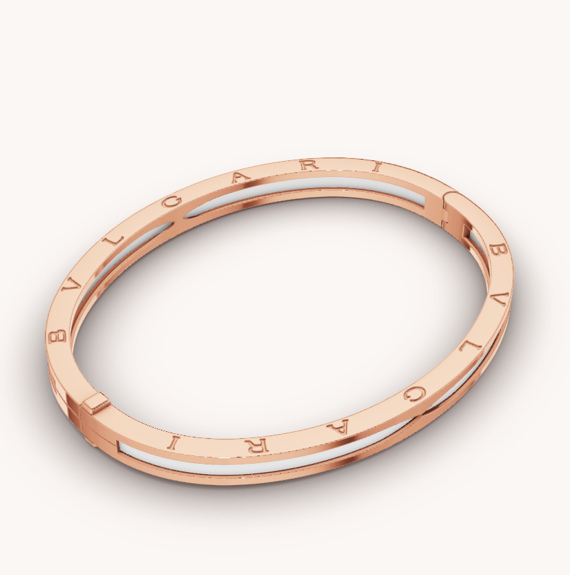 [AuraEcho Jewelry]ZERO 1 PINK GOLD WITH WHITE CERAMIC BRACELET