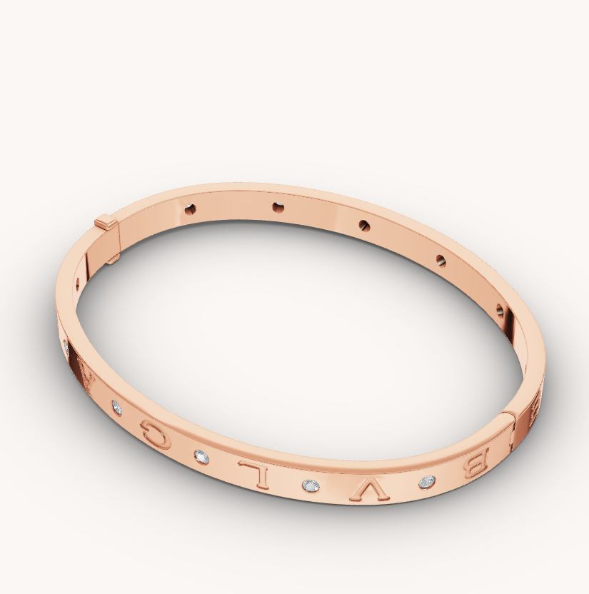 [AuraEcho Jewelry]ZERO 1 PINK GOLD 12 DIAMONDS BRACELET