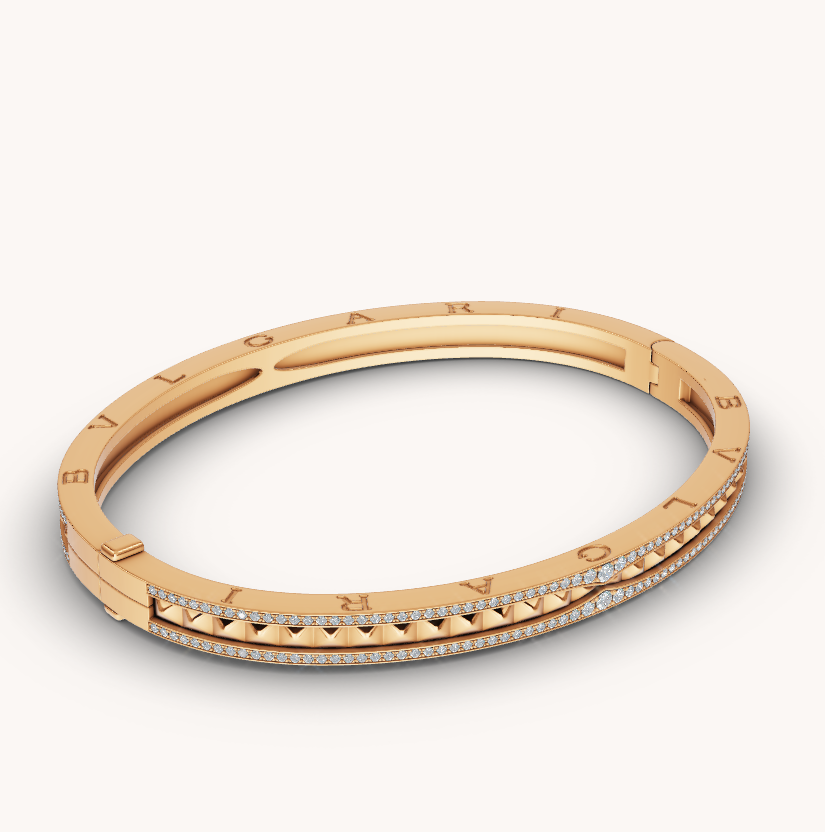 [AuraEcho Jewelry]ZERO 1 SPIRAL AND PAVED DIAMOND GOLD BRACELET
