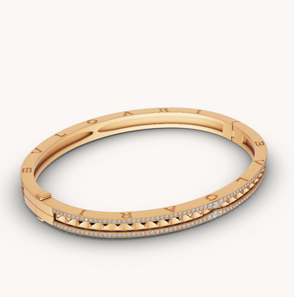 [AuraEcho Jewelry]ZERO 1 SPIRAL AND PAVED DIAMOND GOLD BRACELET