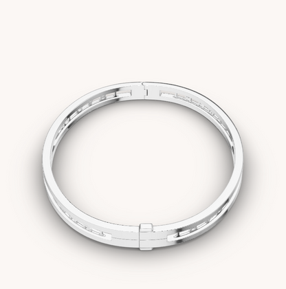 [AuraEcho Jewelry]ZERO 1 SPIRAL LOGO SILVER BRACELET