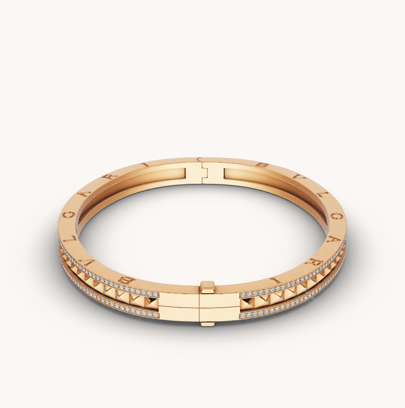 [AuraEcho Jewelry]ZERO 1 SPIRAL AND PAVED DIAMOND GOLD BRACELET
