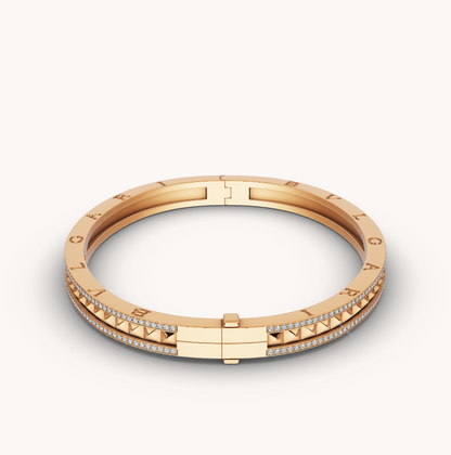 [AuraEcho Jewelry]ZERO 1 SPIRAL AND PAVED DIAMOND GOLD BRACELET