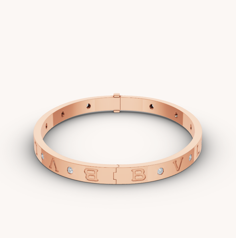 [AuraEcho Jewelry]ZERO 1 PINK GOLD 12 DIAMONDS BRACELET