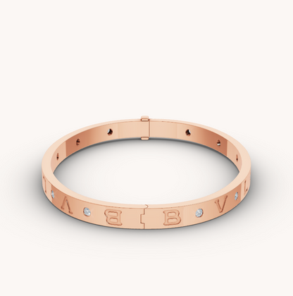 [AuraEcho Jewelry]ZERO 1 PINK GOLD 12 DIAMONDS BRACELET