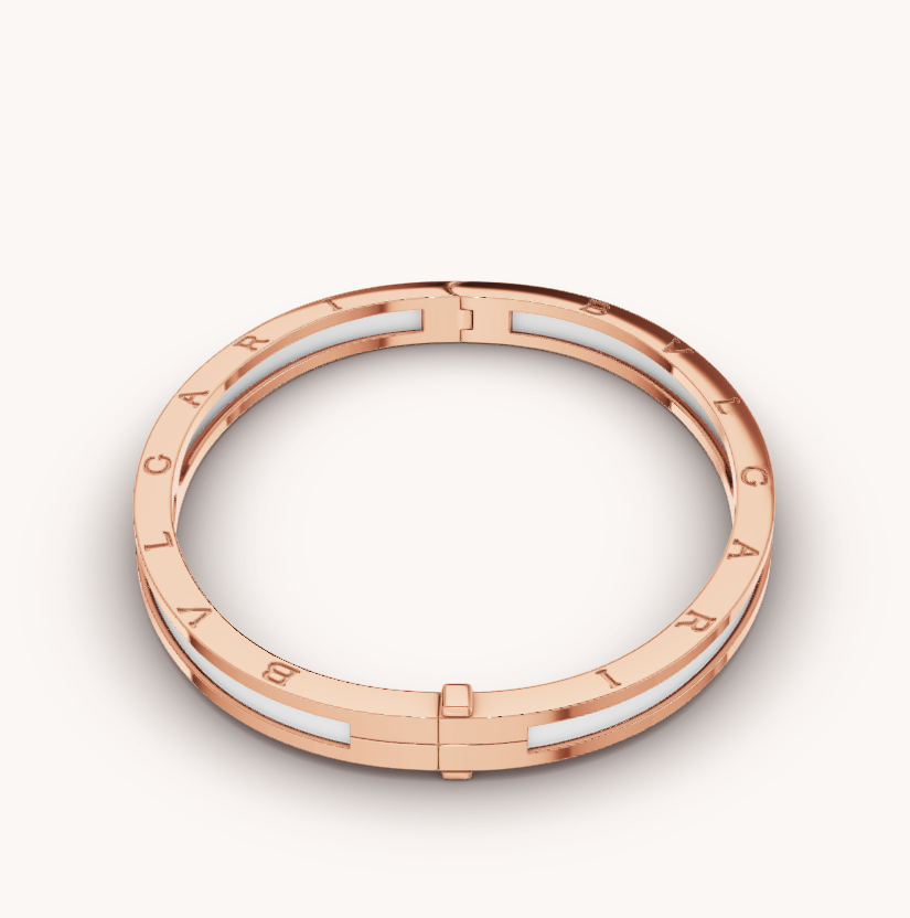 [AuraEcho Jewelry]ZERO 1 PINK GOLD WITH WHITE CERAMIC BRACELET