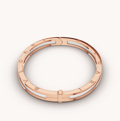 [AuraEcho Jewelry]ZERO 1 PINK GOLD WITH WHITE CERAMIC BRACELET