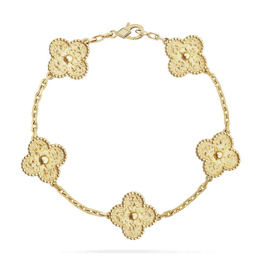 [AuraEcho Jewelry]CLOVER 5 MOTIFS BRONZING BRACELET