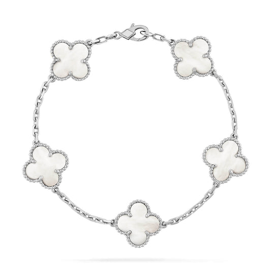 [AuraEcho Jewelry]CLOVER SILVER MOP 5 MOTIF BRACELET