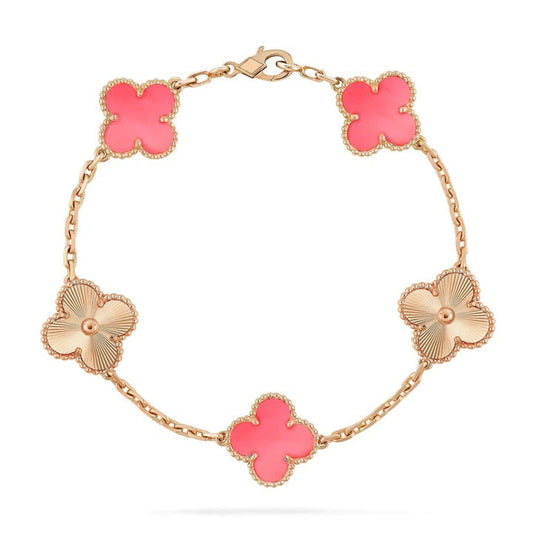 [AuraEcho Jewelry]CLOVER BRACELET 5 MOTIF PINK AND PINK GOLD