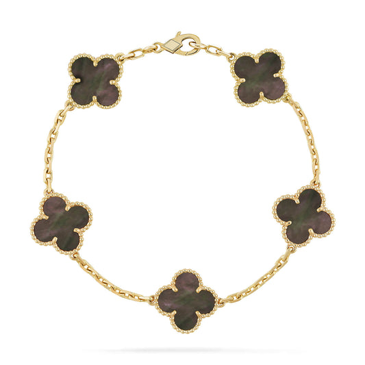 [AuraEcho Jewelry]CLOVER 5 MOTIF GRAY MOP  BRACELET