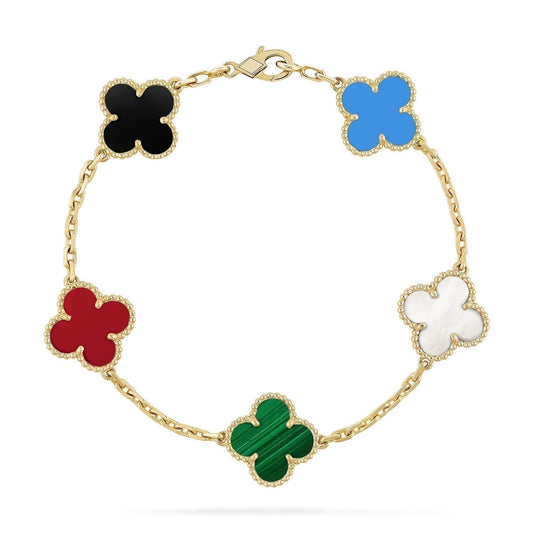 [AuraEcho Jewelry]CLOVER 5 MOTIFS MULTICOLOR  BRACELET