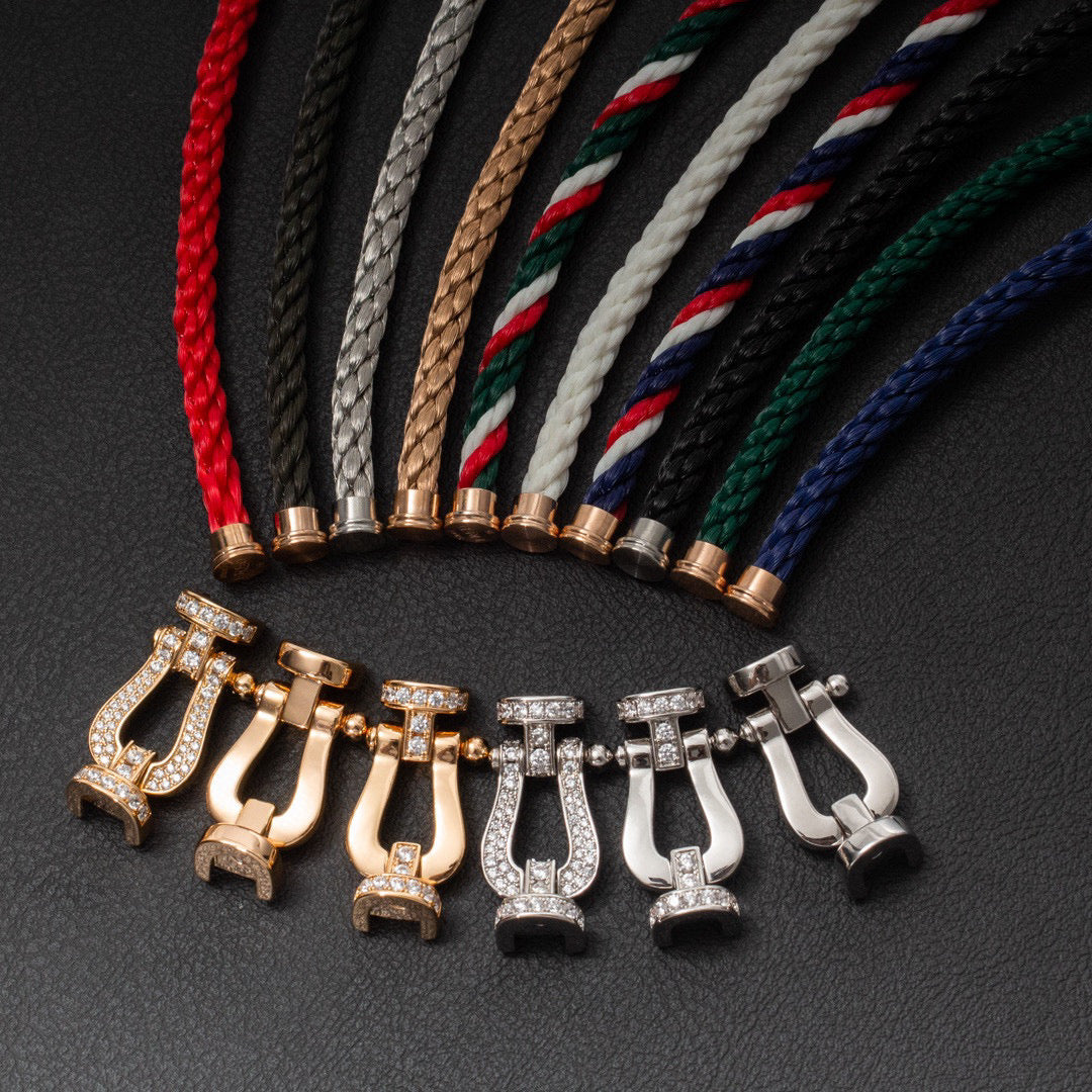 [AuraEcho Jewelry]FORCE LARGE HORSESHOE HALF DIAMOND BRACELET SILVER