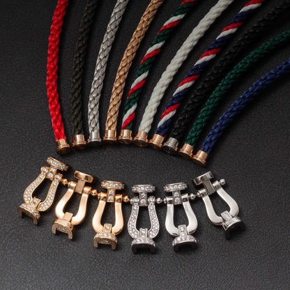 [AuraEcho Jewelry]FORCE LARGE HORSESHOE HALF DIAMOND BRACELET SILVER