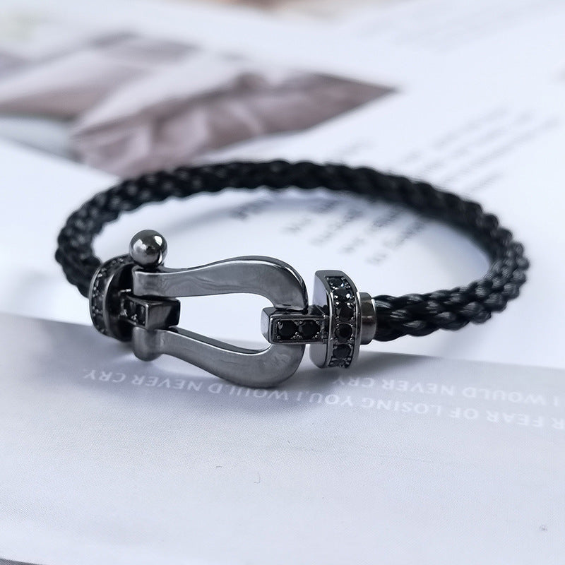 [AuraEcho Jewelry]FORCE LARGE SERIES HORSESHOE BLACK SAMURAI BRACELET