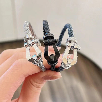 [AuraEcho Jewelry]FORCE LARGE HORSESHOE HALF DIAMOND BRACELET ROSE GOLD