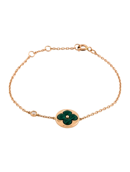 [AuraEcho Jewelry]SUN MALACHITE 1 DIAMOND PINK GOLD BRACELET