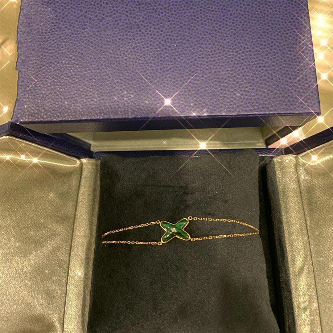 [AuraEcho Jewelry]JEUX BRACELET MALACHITE PINK GOLD 1 DIAMOND