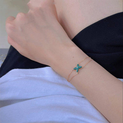 [AuraEcho Jewelry]JEUX BRACELET MALACHITE PINK GOLD 1 DIAMOND