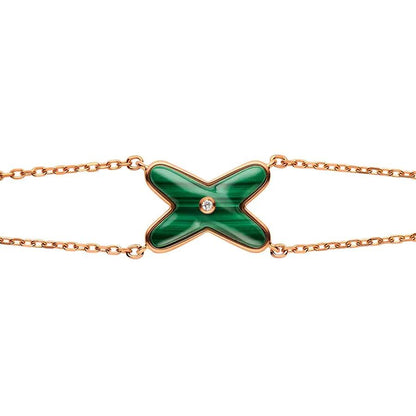 [AuraEcho Jewelry]JEUX BRACELET MALACHITE PINK GOLD 1 DIAMOND