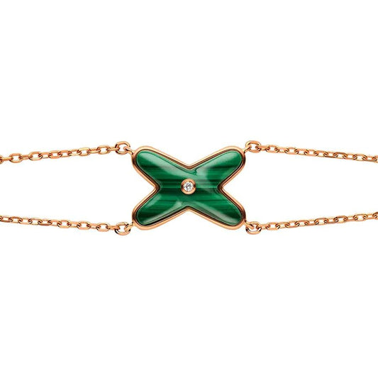 [AuraEcho Jewelry]JEUX BRACELET MALACHITE PINK GOLD 1 DIAMOND