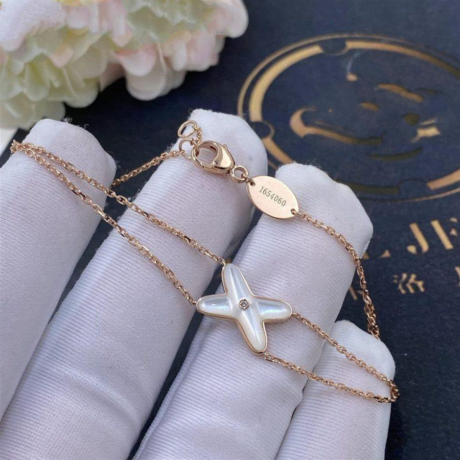 [AuraEcho Jewelry]JEUX BRACELET WHITE MOP PINK GOLD 1 DIAMOND