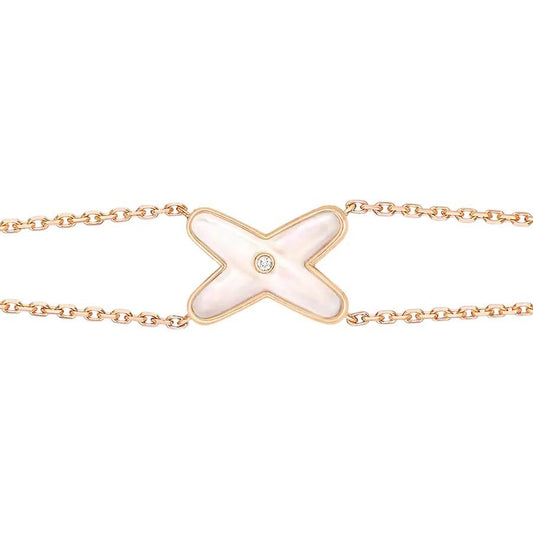 [AuraEcho Jewelry]JEUX BRACELET WHITE MOP PINK GOLD 1 DIAMOND