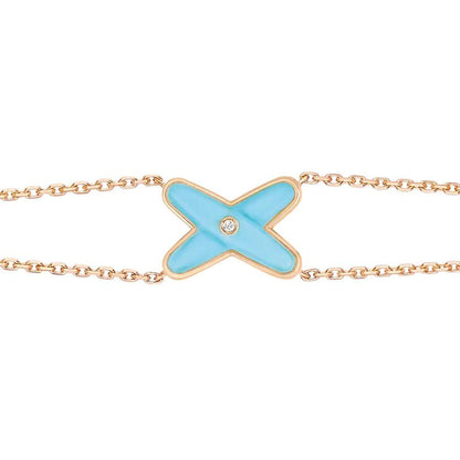 [AuraEcho Jewelry]JEUX BRACELET TURQUOISE PINK GOLD 1 DIAMOND
