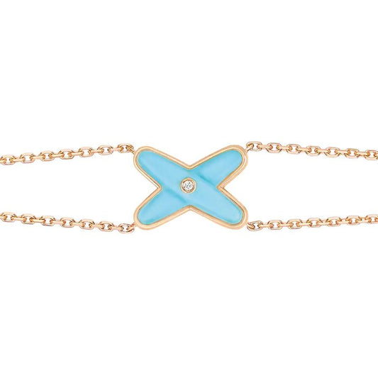 [AuraEcho Jewelry]JEUX BRACELET TURQUOISE PINK GOLD 1 DIAMOND