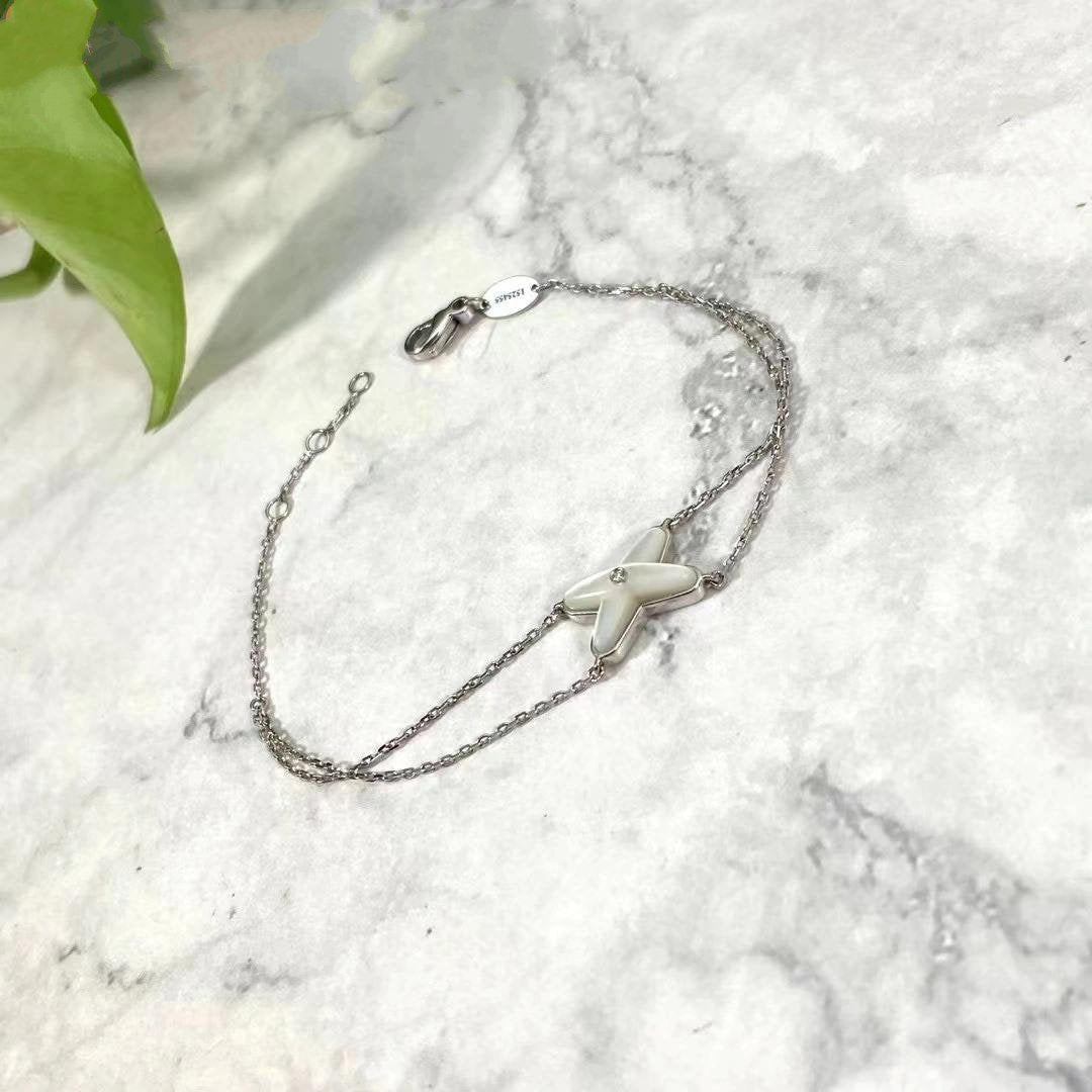 [AuraEcho Jewelry]JEUX BRACELET WHITE MOP SILVER 1 DIAMOND