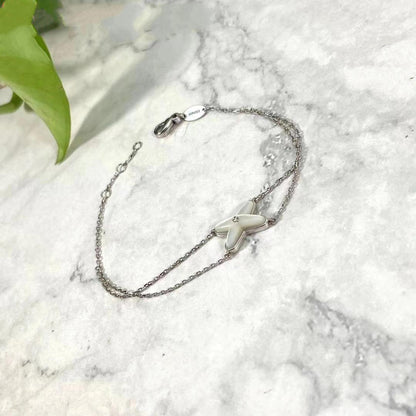 [AuraEcho Jewelry]JEUX BRACELET WHITE MOP SILVER 1 DIAMOND