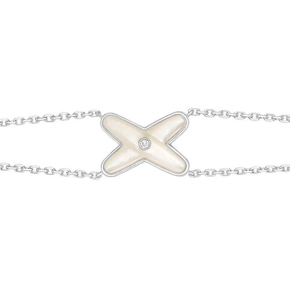 [AuraEcho Jewelry]JEUX BRACELET WHITE MOP SILVER 1 DIAMOND
