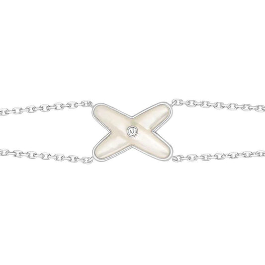 [AuraEcho Jewelry]JEUX BRACELET WHITE MOP SILVER 1 DIAMOND