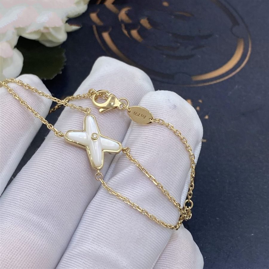 [AuraEcho Jewelry]JEUX BRACELET WHITE MOP GOLD 1 DIAMOND