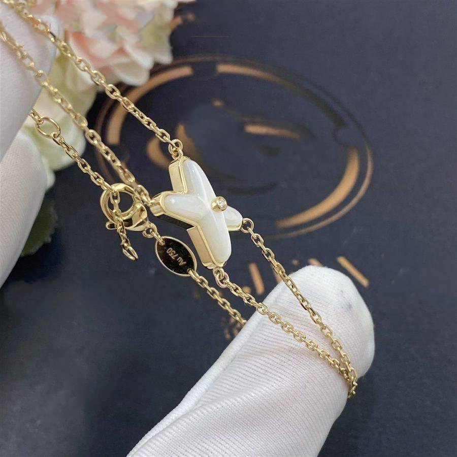 [AuraEcho Jewelry]JEUX BRACELET WHITE MOP GOLD 1 DIAMOND
